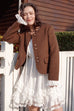 Luxury wool blend coat in brown