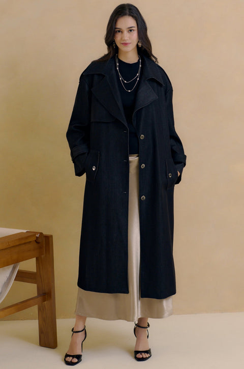 London rainy day trench coat