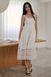 My lady lace midi dress in white