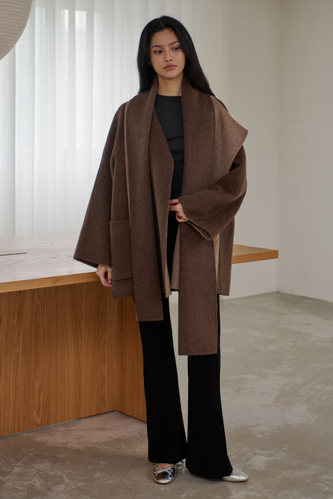 To love two faced wool blend coat in brown