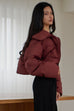 Goose down cropped puffer jacket in red