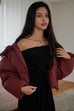 Goose down cropped puffer jacket in red