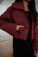 Goose down cropped puffer jacket in red