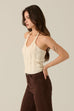 Love unlocked cable knit halter top in beige