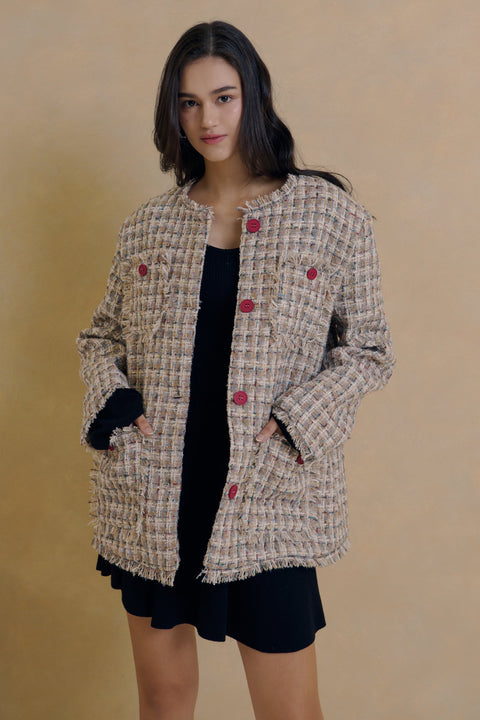 20% wool blend tweed coat