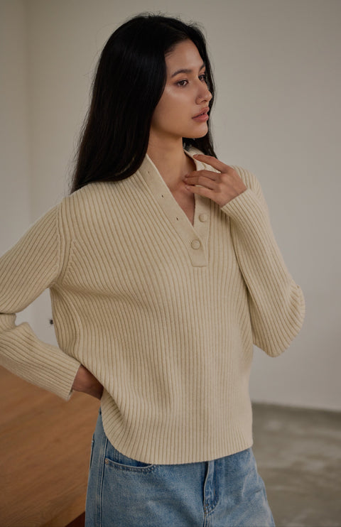 snowy day turtleneck ribbed knit top