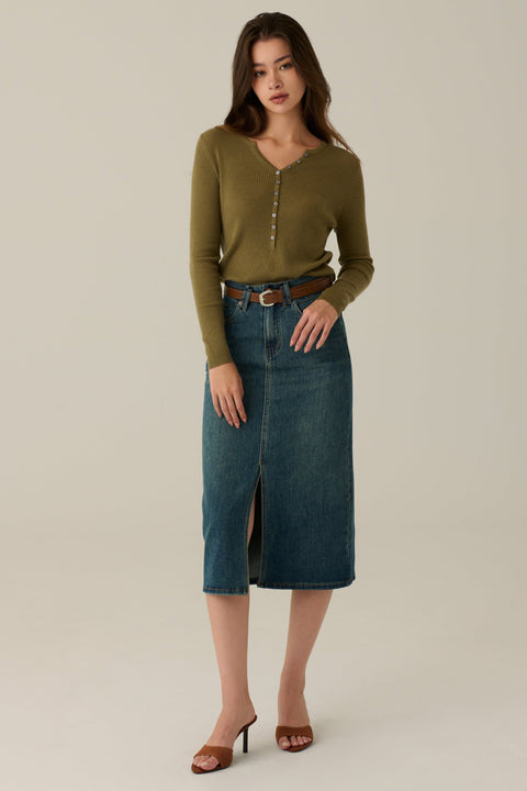 Tina denim skirt with belt