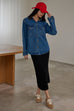 vintage style lapel denim shirt