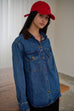 vintage style lapel denim shirt