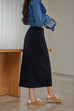 elegant woman knitted long skirt