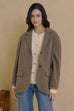 Simple chic linen oversize blazer in mocha