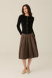 Delicate faux leather pleated midi skirt