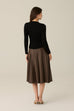 Delicate faux leather pleated midi skirt