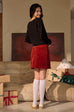 X'mas lights corduroy skirt in red