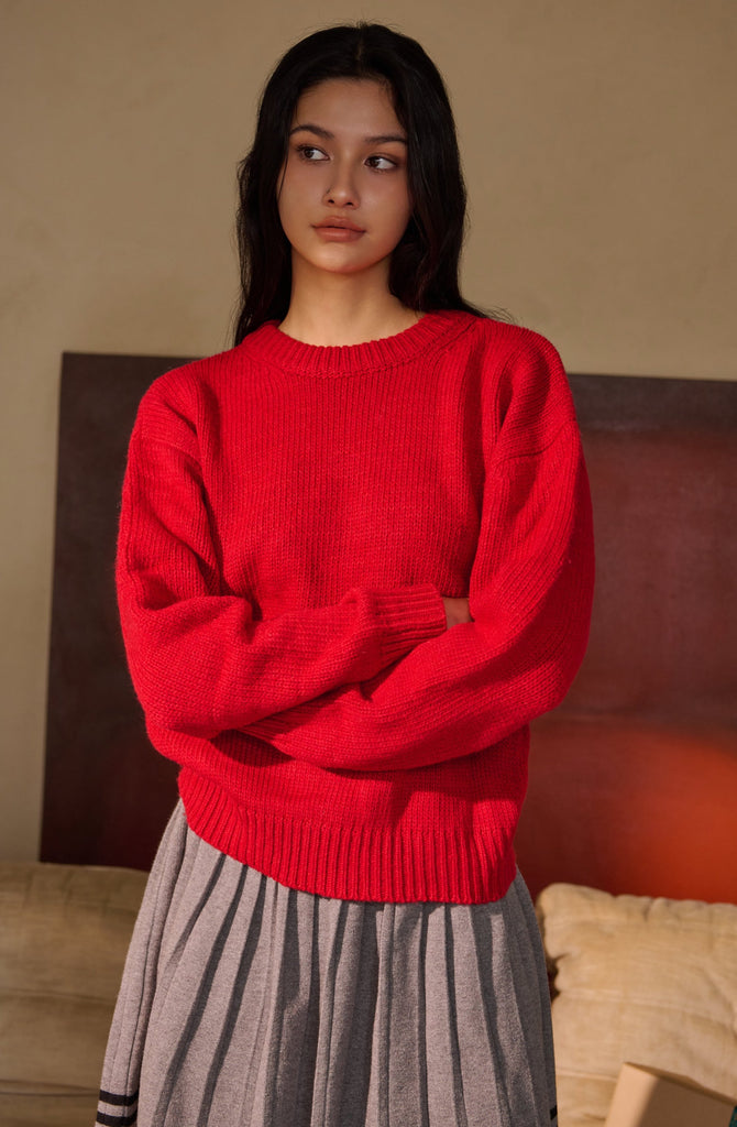 30% wool sweater in red