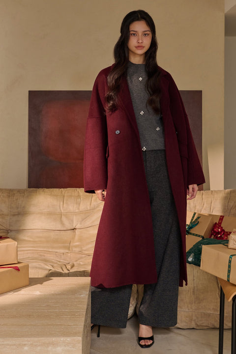 Lapland long wool coat in red