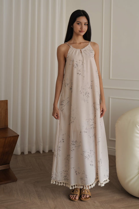 Elegant Bamboo print long dress