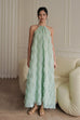 Tutu maxi dress with belt in green