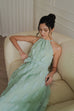 Tutu maxi dress with belt in green