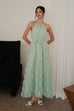 Tutu maxi dress with belt in green